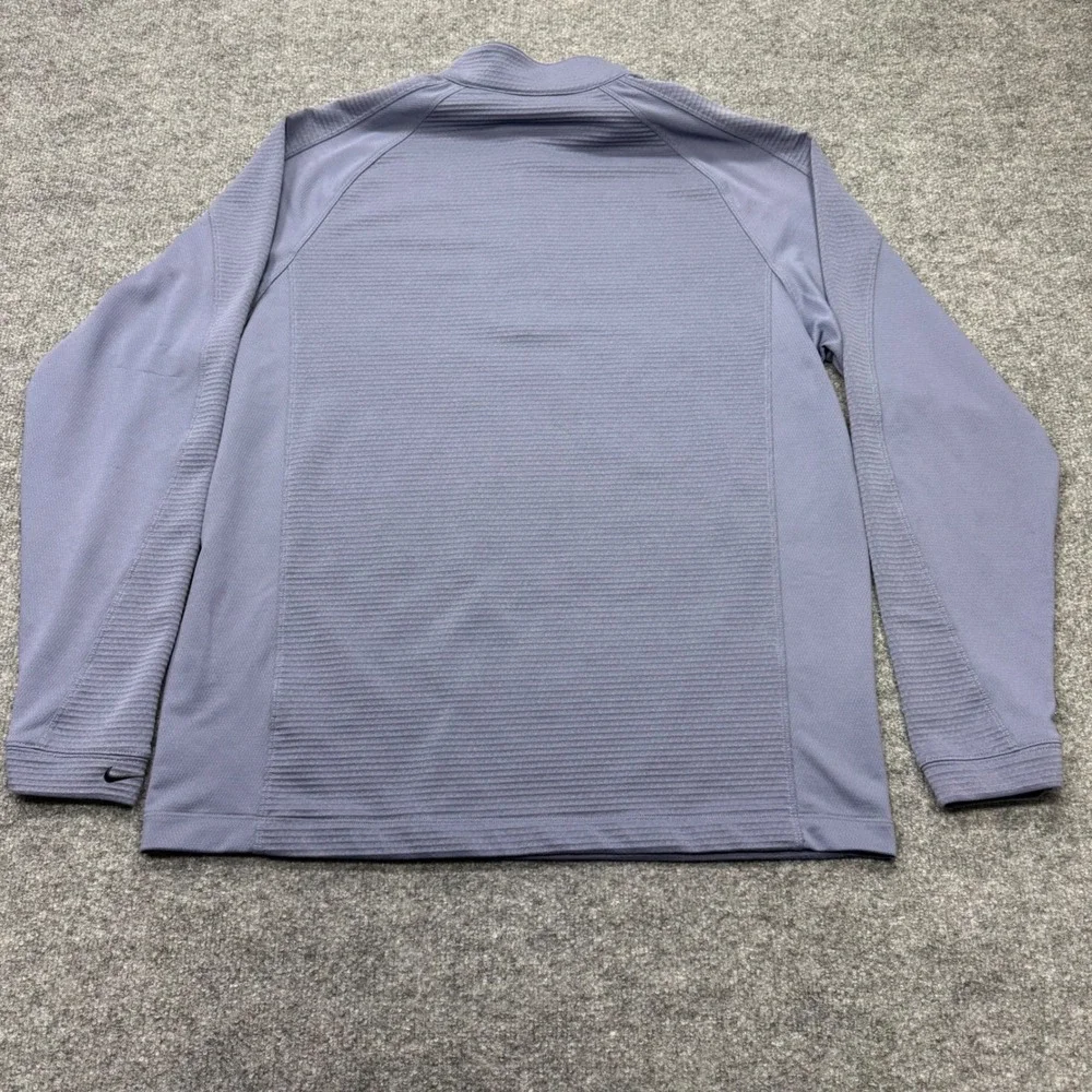Nike Golf Therma Men XL Quarter Zip Pullover Blue Gray Ribbed Textured Mock Neck